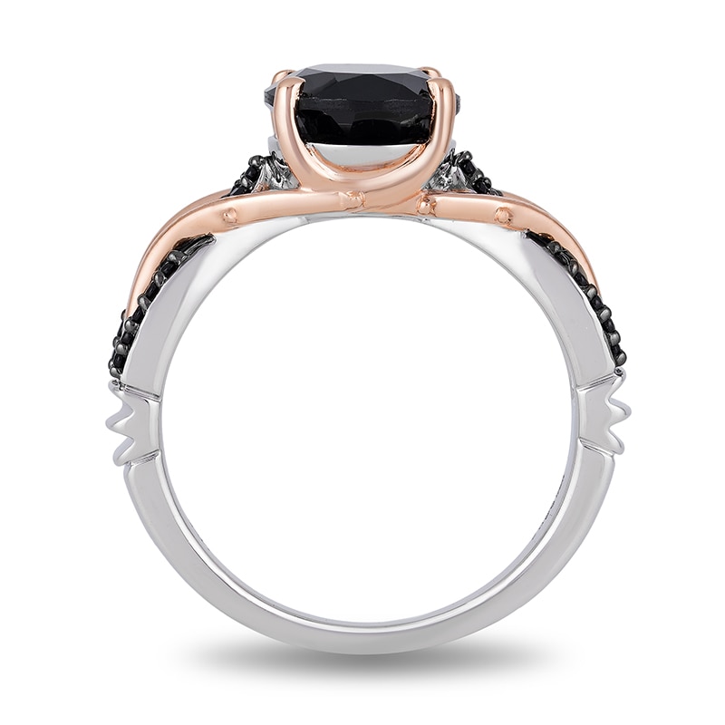 Main Image 4 of Enchanted Disney Villains Maleficent Onyx and 1/6 CT. T.W. Black Diamond Ring in Sterling Silver and 10K Rose Gold