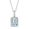 Thumbnail Image 1 of EFFY™ Collection Emerald-Cut Aquamarine and 1/5 CT. T.W. Diamond Frame Pendant in 14K White Gold