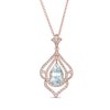 Thumbnail Image 0 of EFFY™ Collection Pear-Shaped Aquamarine and 1/4 CT. T.W. Diamond Frame Pendant in 14K Rose Gold