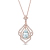 Thumbnail Image 1 of EFFY™ Collection Pear-Shaped Aquamarine and 1/4 CT. T.W. Diamond Frame Pendant in 14K Rose Gold