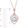 Thumbnail Image 1 of EFFY™ Collection Pear-Shaped Aquamarine and 1/4 CT. T.W. Diamond Frame Pendant in 14K Rose Gold
