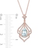 Thumbnail Image 2 of EFFY™ Collection Pear-Shaped Aquamarine and 1/4 CT. T.W. Diamond Frame Pendant in 14K Rose Gold