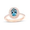 Thumbnail Image 1 of EFFY™ Collection Oval London Blue Topaz and 1/4 CT. T.W. Diamond Double Frame Ring in 14K Rose Gold