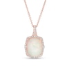 Thumbnail Image 1 of EFFY™ Collection Cushion-Shaped Opal and 1/4 CT. T.W. Diamond Frame Pendant in 14K Rose Gold