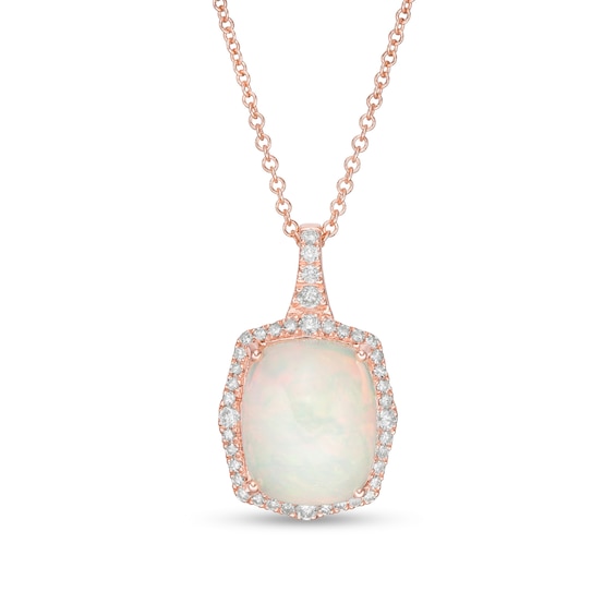 EFFY Collection EFFY® Pink Opal (10-9/10 ct. t.w.) & Diamond (1/5 ct. t.w.)  Heart 18 Pendant Necklace in 14k Rose Gold - Macy's