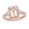 Thumbnail Image 0 of EFFY™ Collection Emerald-Cut Morganite and 1/4 CT. T.W. Diamond Frame Ring in 14K Rose Gold