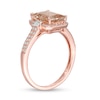 Thumbnail Image 2 of EFFY™ Collection Emerald-Cut Morganite and 1/4 CT. T.W. Diamond Frame Ring in 14K Rose Gold
