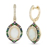 EFFY™ Collection Oval Opal, Multi-Gemstone and 1/3 CT. T.W. Diamond Double Frame Drop Earrings in 14K Gold