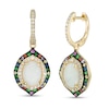 Thumbnail Image 0 of EFFY™ Collection Oval Opal, Multi-Gemstone and 1/3 CT. T.W. Diamond Double Frame Drop Earrings in 14K Gold