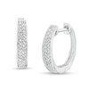 Thumbnail Image 1 of 1/10 CT. T.W. Diamond Double Row Hoop Earrings in Sterling Silver