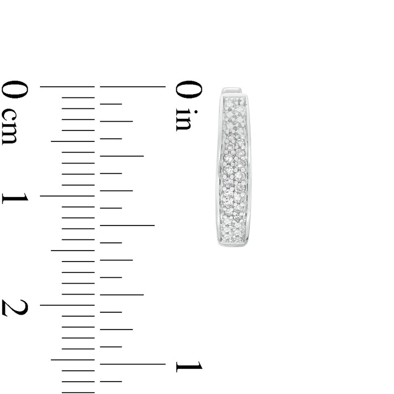 Main Image 2 of 1/10 CT. T.W. Diamond Double Row Hoop Earrings in Sterling Silver