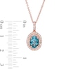 Thumbnail Image 1 of EFFY™ Collection Oval London Blue Topaz and 1/5 CT. T.W. Diamond Double Frame Drop Pendant in 14K Rose Gold