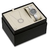 Thumbnail Image 0 of Ladies' Bulova Crystal Accent Bangle Watch with Black Mother-of-Pearl Dial and Circle Necklace Box Set (Model: 96X152)