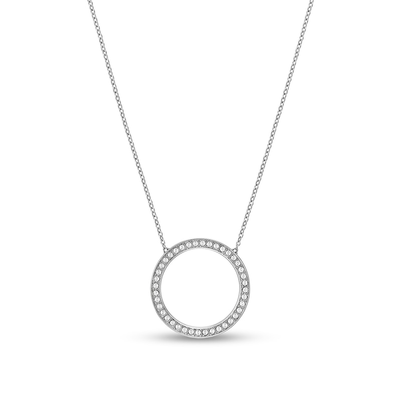 Main Image 3 of Ladies' Bulova Crystal Accent Bangle Watch with Black Mother-of-Pearl Dial and Circle Necklace Box Set (Model: 96X152)