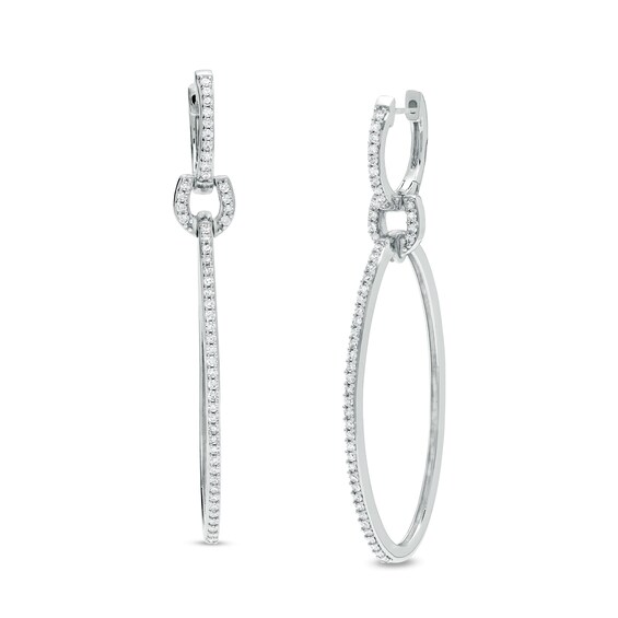 1/2 CT. T.W. Diamond Geometric Drop Earrings in 10K White Gold 1/2 CT. T.W. Diamond Geometric Drop Earrings in 10K White Gold