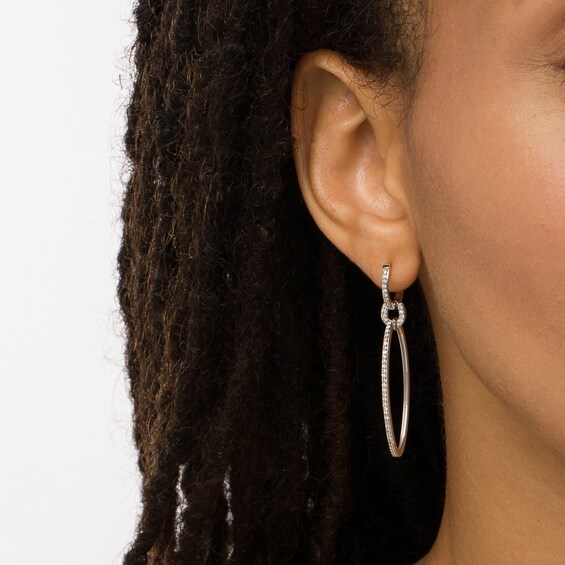 1/2 CT. T.W. Diamond Geometric Drop Earrings in 10K White Gold 1/2 CT. T.W. Diamond Geometric Drop Earrings in 10K White Gold
