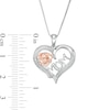 Thumbnail Image 2 of Diamond Accent Solitaire "MOM" and Rose in Heart Pendant in Sterling Silver and 10K Rose Gold