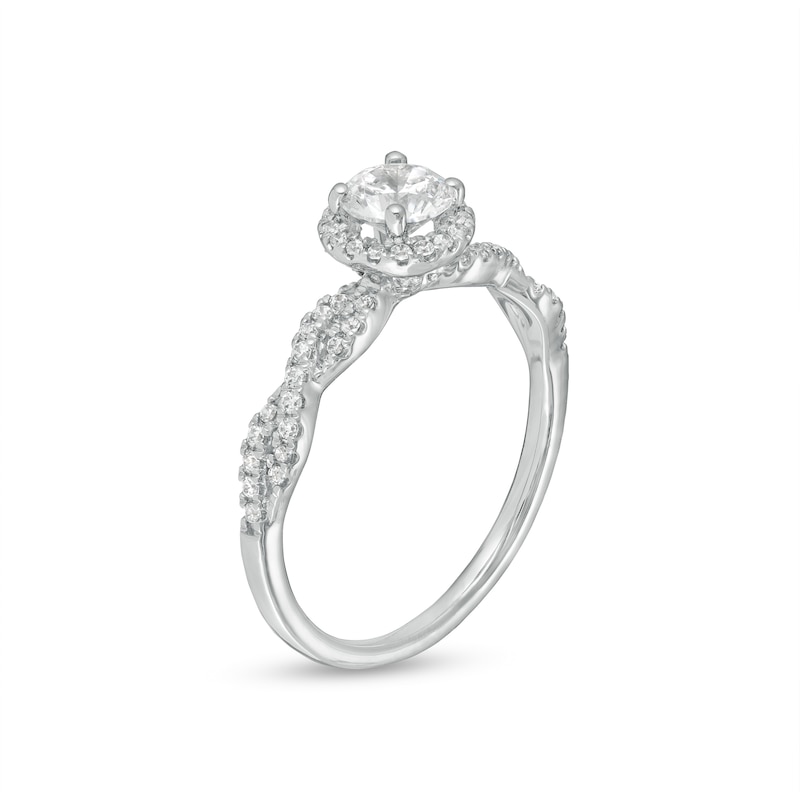3/4 CT. T.W. Diamond Frame Twist Shank Engagement Ring in 14K White Gold