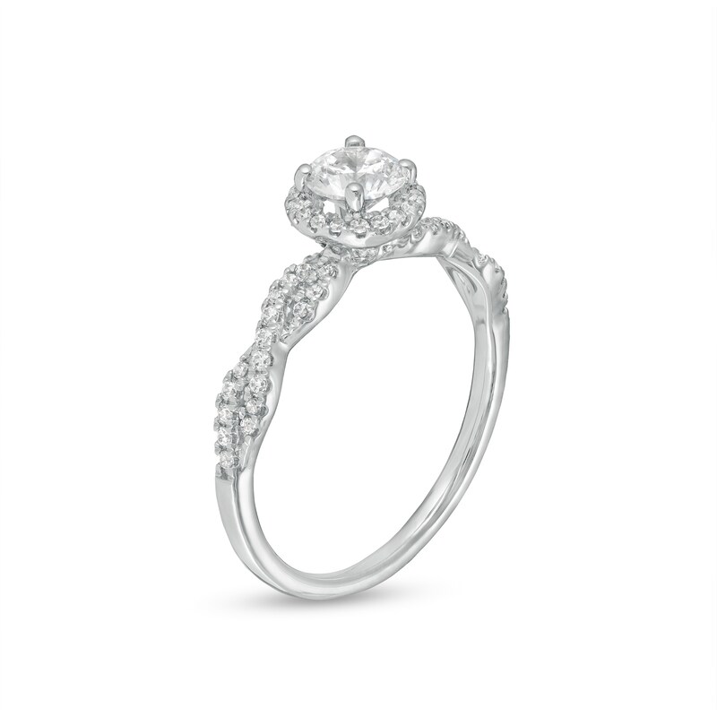 Main Image 3 of 3/4 CT. T.W. Diamond Frame Twist Shank Engagement Ring in 14K White Gold