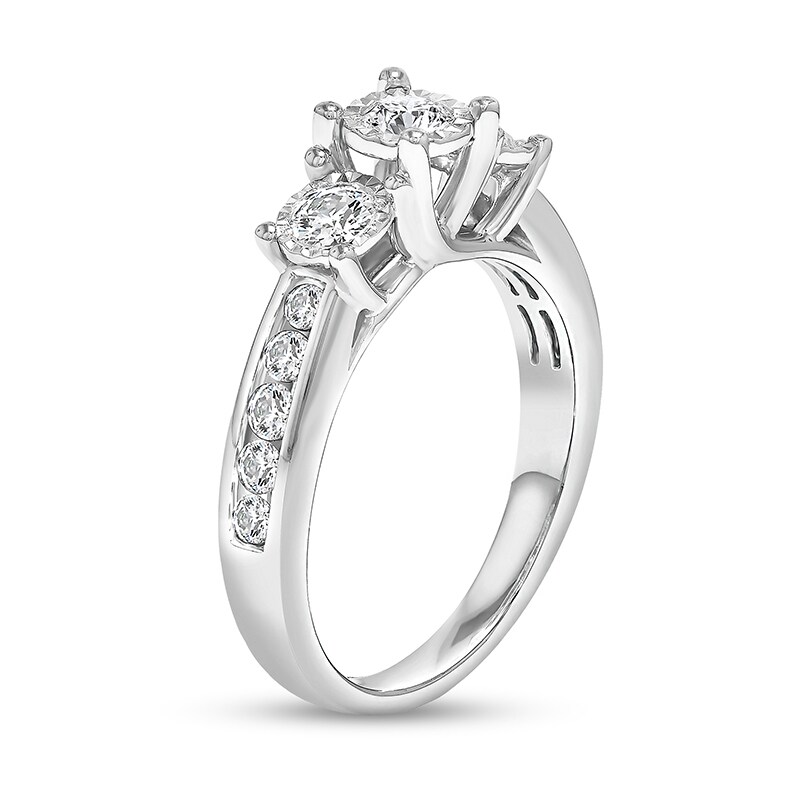 Main Image 2 of 1 CT. T.W. Diamond Three Stone Engagement Ring in 10K White Gold