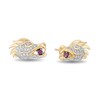 Thumbnail Image 1 of Enchanted Disney Mulan Garnet and 1/10 CT. T.W. Diamond Mushu Dragon Stud Earrings in 10K Gold