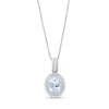 Thumbnail Image 1 of Oval Aquamarine and Lab-Created White Sapphire Rope Double Frame Drop Pendant in Sterling Silver