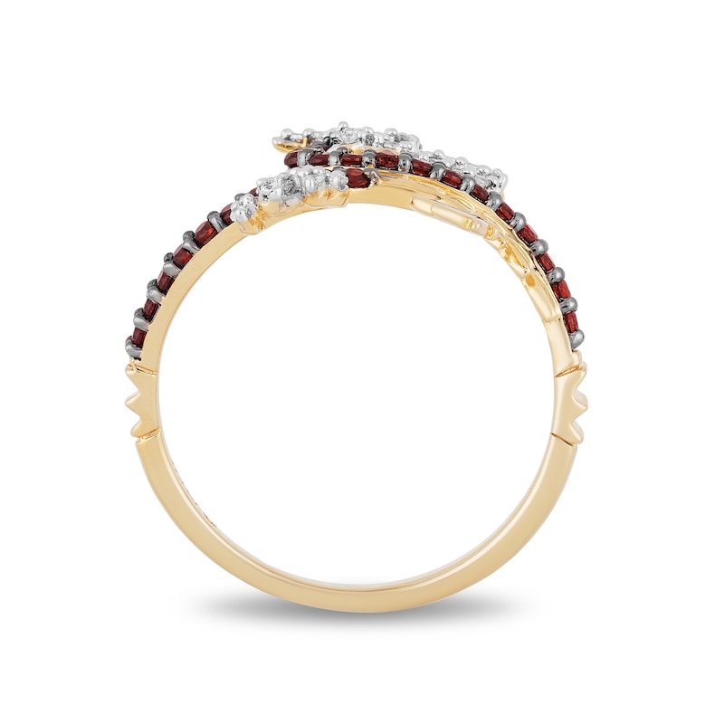 Main Image 3 of Enchanted Disney Mulan Garnet and 1/15 CT. T.W. Diamond Mushu Dragon Ring in 10K Gold - Size 7