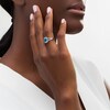 Thumbnail Image 2 of Emerald-Cut Swiss Blue Topaz and White Lab-Created Sapphire Octagonal Frame Split Shank Ring in Sterling Silver