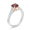 Thumbnail Image 2 of Enchanted Disney Mulan 6.0mm Cushion-Cut Rhodolite Garnet and 1/4 CT. T.W. Diamond Engagement Ring in 14K Two-Tone Gold