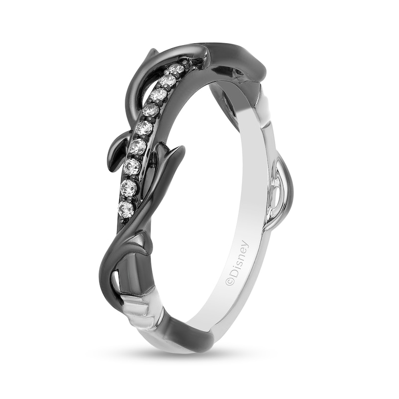 Main Image 2 of Enchanted Disney Villains Maleficent 1/10 CT. T.W. Diamond Thorn Band in 14K White Gold and Black Rhodium