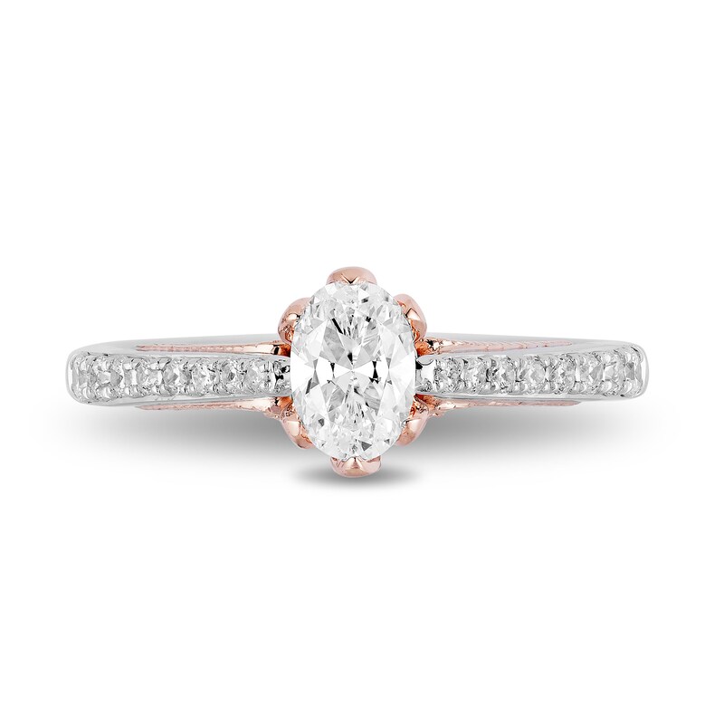 Main Image 3 of Enchanted Disney Anna 3/4 CT. T.W. Oval Diamond Vintage-Style Engagement Ring in 14K Two-Tone Gold