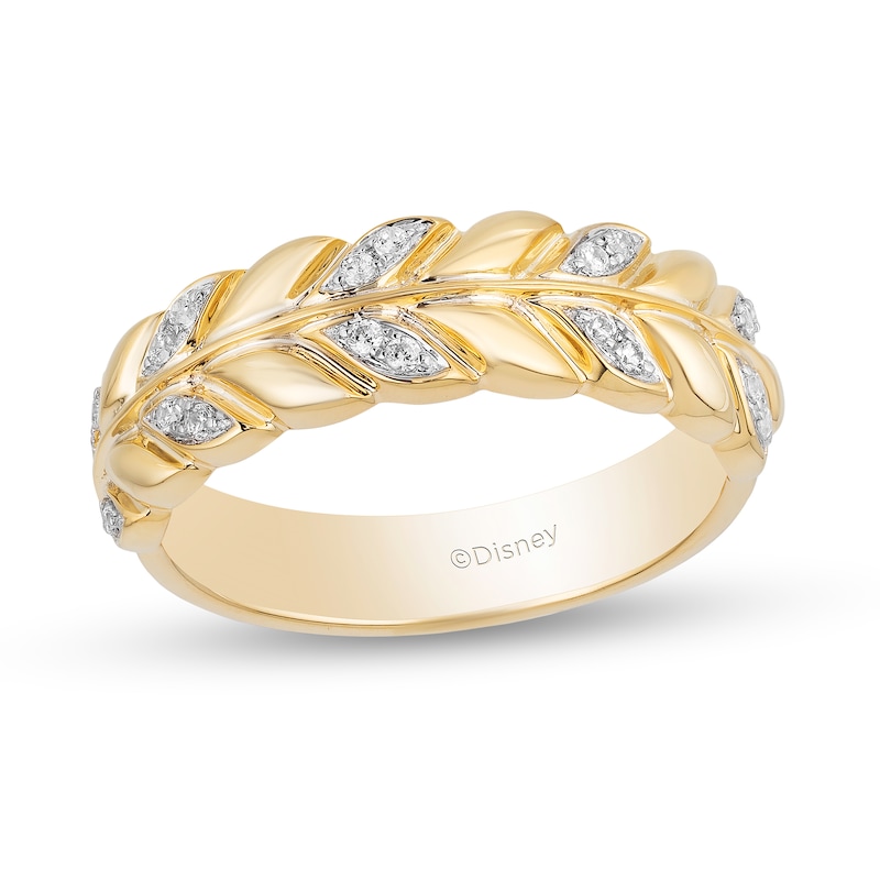 Enchanted Disney Anna 1 10 Ct T W Diamond Wheat Wedding Band In