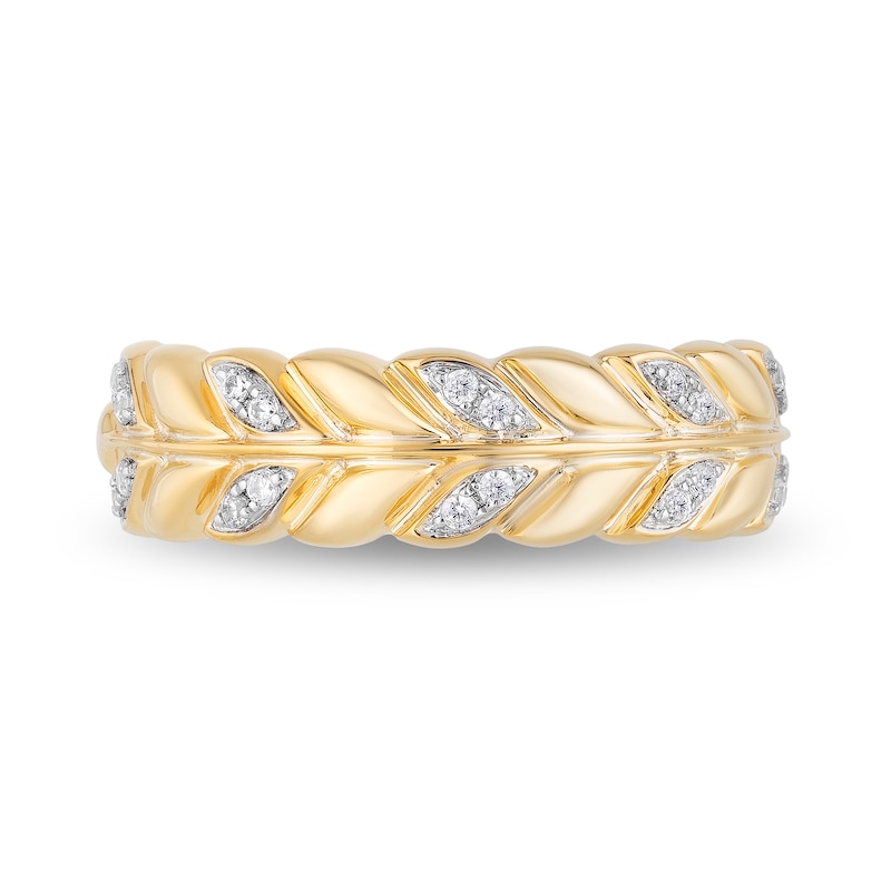 Main Image 3 of Enchanted Disney Anna 1/10 CT. T.W. Diamond Wheat Wedding Band in 14K Gold