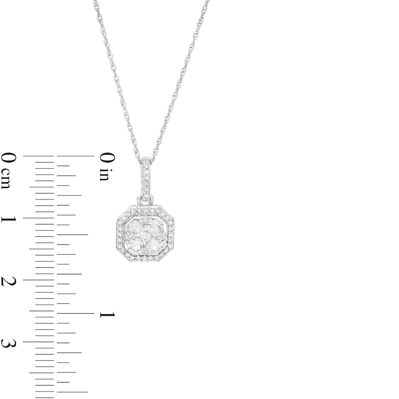 Main Image 2 of 1/2 CT. T.W. Diamond Octagonal Frame Pendant in 10K White Gold