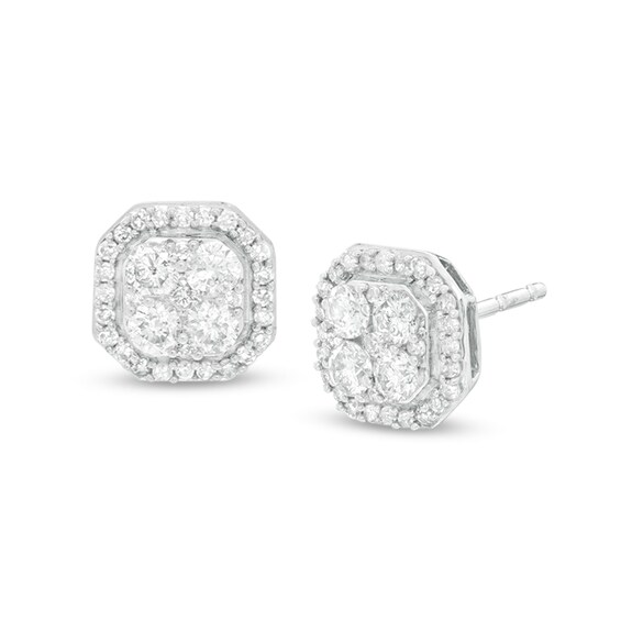 1/2 CT. T.W. Composite Diamond Octagonal Frame Stud Earrings in 10K White Gold 1/2 CT. T.W. Composite Diamond Octagonal Frame Stud Earrings in 10K White Gold