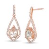 Thumbnail Image 1 of EFFY™ Collection Pear-Shaped Morganite and 1/3 CT. T.W. Diamond Open Frame Teardrop Earrings in 14K Rose Gold
