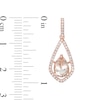 Thumbnail Image 1 of EFFY™ Collection Pear-Shaped Morganite and 1/3 CT. T.W. Diamond Open Frame Teardrop Earrings in 14K Rose Gold