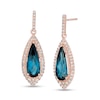 Thumbnail Image 0 of EFFY™ Collection Elongated Pear-Shaped London Blue Topaz and 3/8 CT. T.W. Diamond Teardrop Earrings in 14K Rose Gold
