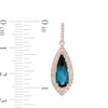 Thumbnail Image 1 of EFFY™ Collection Elongated Pear-Shaped London Blue Topaz and 3/8 CT. T.W. Diamond Teardrop Earrings in 14K Rose Gold
