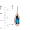 Thumbnail Image 2 of EFFY™ Collection Elongated Pear-Shaped London Blue Topaz and 3/8 CT. T.W. Diamond Teardrop Earrings in 14K Rose Gold
