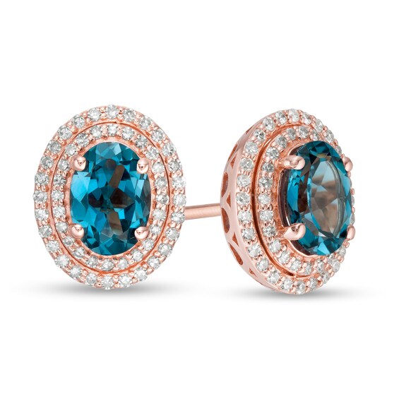 Mia Diamonds 14k Yellow Gold 5mm Trillion Blue Topaz Earrings Mia Diamonds 14k Yellow Gold 5mm Trillion Blue Topaz Earrings