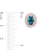 Thumbnail Image 1 of EFFY™ Collection Oval London Blue Topaz and 1/3 CT. T.W. Diamond Double Frame Stud Earrings in 14K Rose Gold