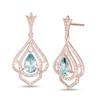 Thumbnail Image 0 of EFFY™ Collection Pear-Shaped Aquamarine and 1/2 CT. T.W. Diamond Drop Earrings in 14K Rose Gold