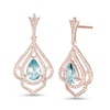 Thumbnail Image 1 of EFFY™ Collection Pear-Shaped Aquamarine and 1/2 CT. T.W. Diamond Drop Earrings in 14K Rose Gold