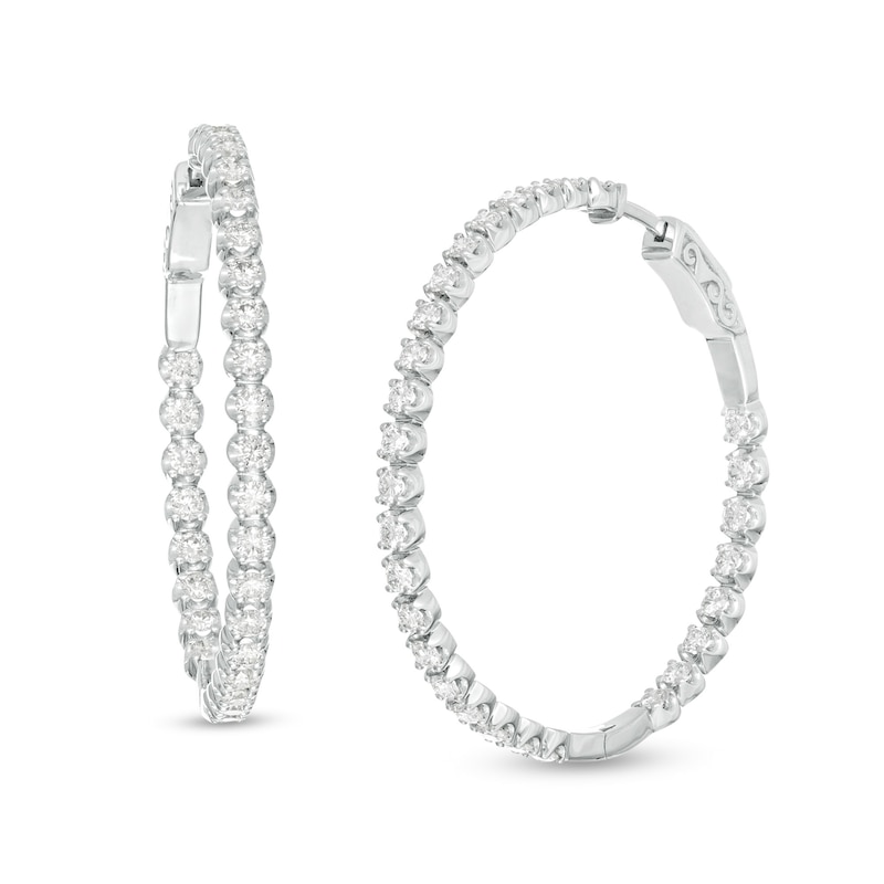 Marilyn Monroe™ Collection 2 CT. T.W. Journey Diamond Inside-Out Hoop Earrings in 10K White Gold