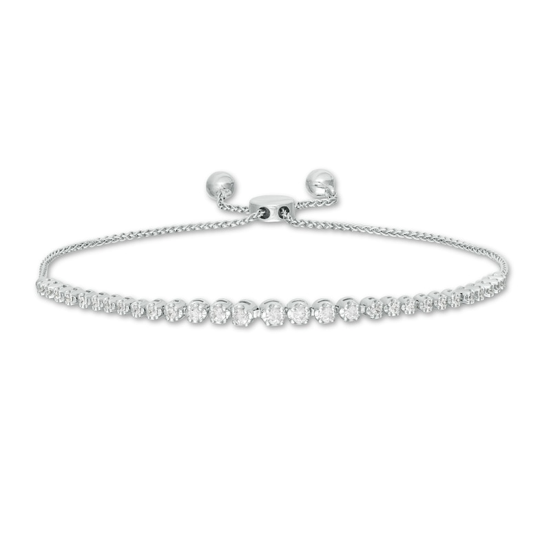 Main Image 1 of Marilyn Monroe™ Collection 1/2 CT. T.W. Journey Diamond Bolo Bracelet in 10K White Gold - 9.5"