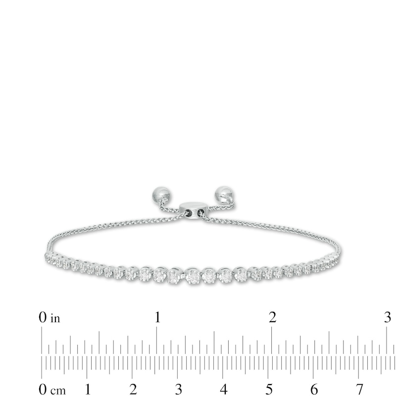 Main Image 2 of Marilyn Monroe™ Collection 1/2 CT. T.W. Journey Diamond Bolo Bracelet in 10K White Gold - 9.5"