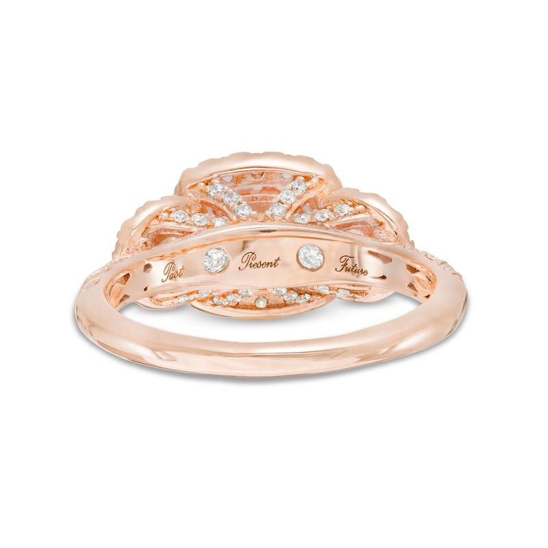 Main Image 4 of 1-1/4 CT. T.W. Princess-Cut Diamond Frame Past Present Future® Engagement Ring in 14K Rose Gold