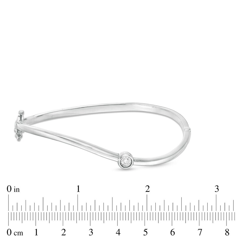 Main Image 2 of Marilyn Monroe™ Collection 1/15 CT. Diamond Solitaire Curved Bangle in Sterling Silver