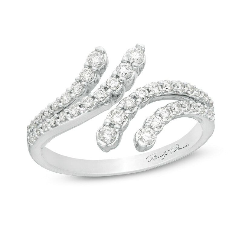 Marilyn Monroe™ Collection 1/2 CT. T.W. Journey Diamond Bypass Open Ring in 10K White Gold